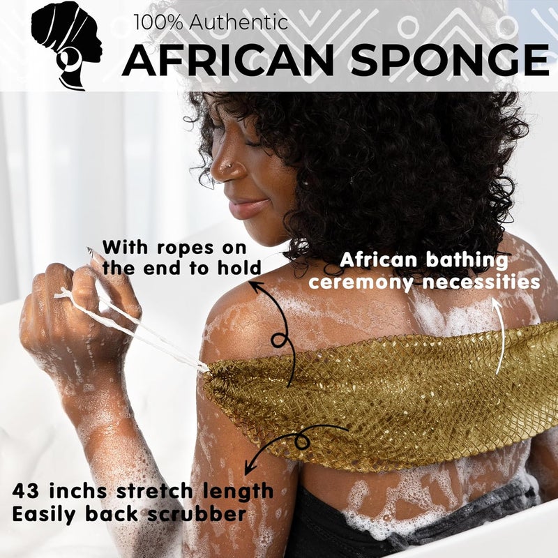MINISENTIALS African Net Sponge Authentic - Afro Scrub Exfoliating Net Sponge with Knots - African Bath Sponges for Body Scrubber Exfoliator - Back Scrubber for Shower Bathing Accessories - Image 2